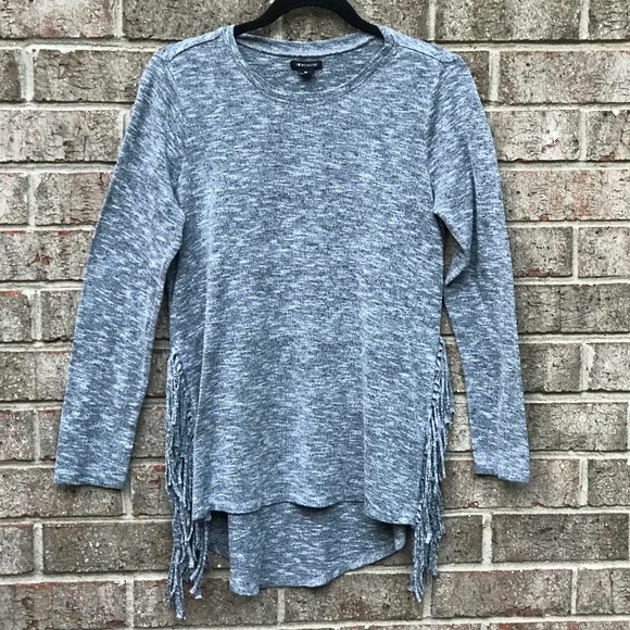 I 🖤 RONSON Merled Heather Gray Fringe Sweater | M - Picture 9 of 9